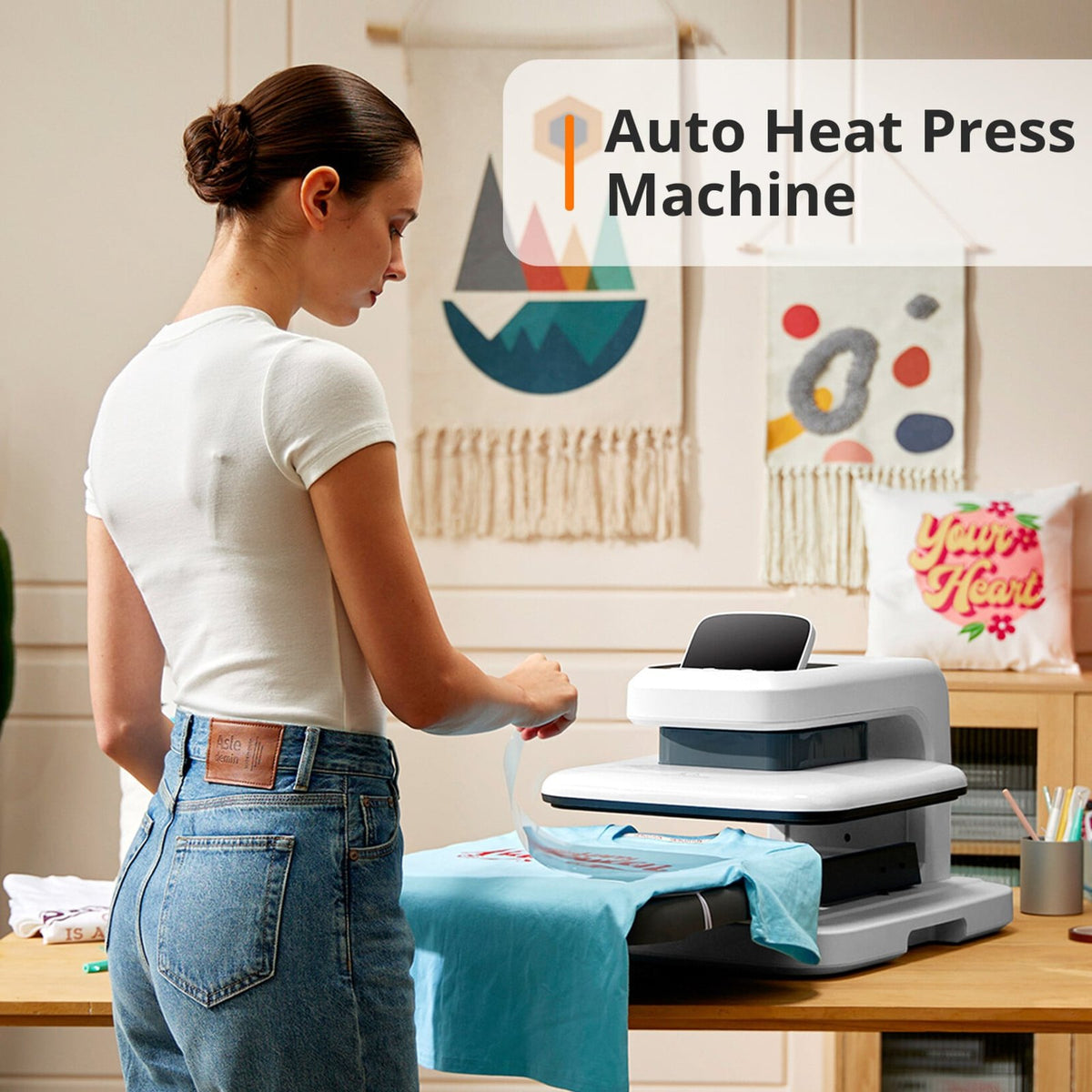 HTVRONT Auto Heat Press 2 i vitt