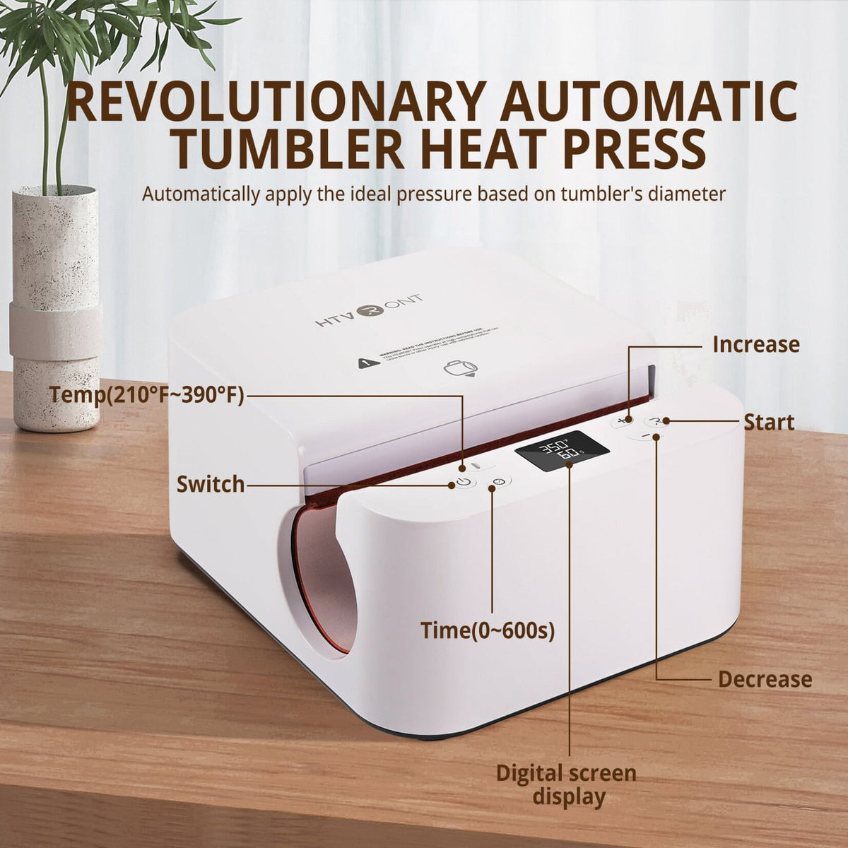 HTVRONT Auto Tumbler Heat Press i vitt